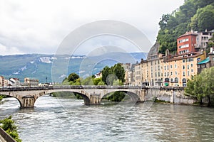 Grenoble, at the foot of the French Alps and the IsÃÂ¨re river, in the Auvergne-RhÃÂ´ne-Alpes region photo