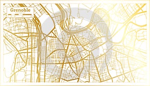Grenoble France City Map in Retro Style in Golden Color. Outline Map
