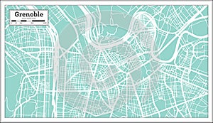 Grenoble France City Map in Retro Style. Outline Map