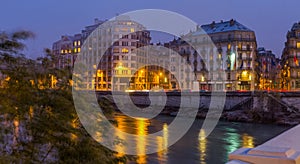 Grenoble with Isere river at twilight