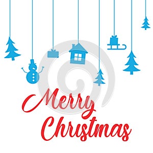 Gretting with Merry Christmas and Happy New Year holiday. Greeting card with lettering Merry Christmas on white