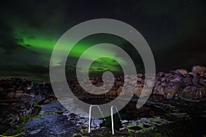 GRETTISLAUG Campsite on Iceland, northern lights