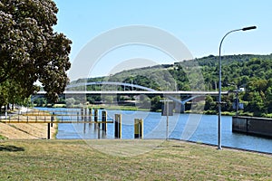 Grevenmacher, Luxembourg - 07 11 2023: Moselle bridge at Grevenmacher