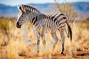 grevys zebra grazing in the dry grasslands photo