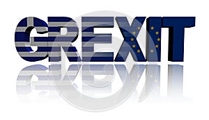 Grexit text with Greek and Eu flags