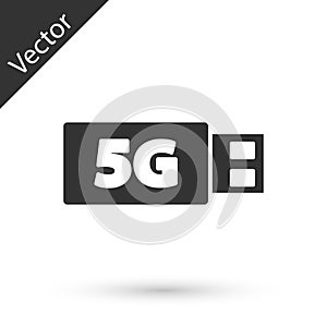 Grey 5G modem for fast mobile Internet icon isolated on white background. Global network high speed connection data rate
