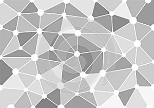 Grey abstract geometric background with triangles, circles and lines for wallpaper, backdrop, banner and illustration. Vector.