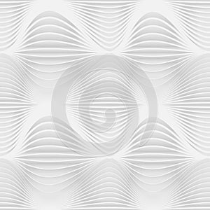 Grey abstract seamless pattern. Waves on white background.