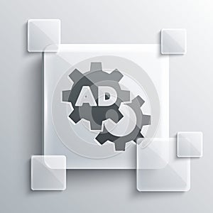Grey Advertising icon isolated on grey background. Concept of marketing and promotion process. Responsive ads. Social