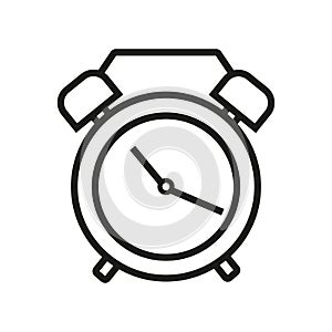 Grey alarm clock icon isolated