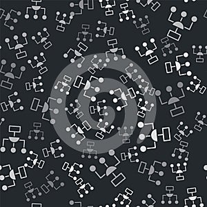 Grey Algorithm icon isolated seamless pattern on black background. Algorithm symbol design from Artificial Intelligence