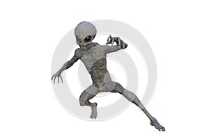 Grey Alien. 3D render isolated on white photo