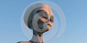 Grey Alien extremely detailed and realistic high resolution 3d illustration of an extraterrestrial being