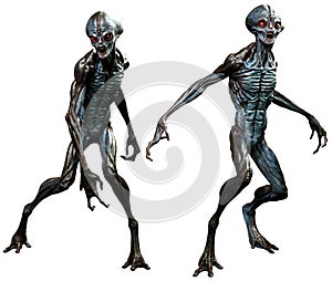 Grey aliens 3D illustration