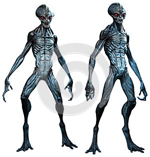 Grey aliens 3D illustration