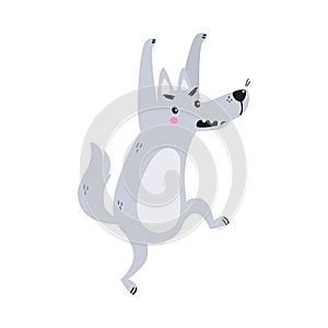 Grey Angry Wolf as Fairy Tale Character Vector Illustration