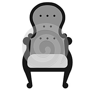 Grey armchair flat illustration on white