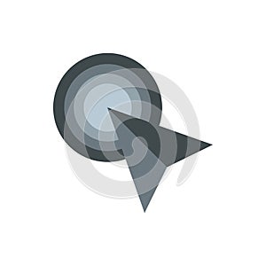 Grey arrow cursor icon, flat style