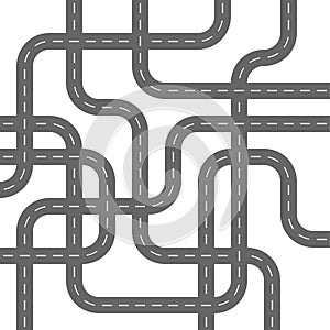 Grey Asphalt Roads making Concrete Spaghetti Streets Transport concept