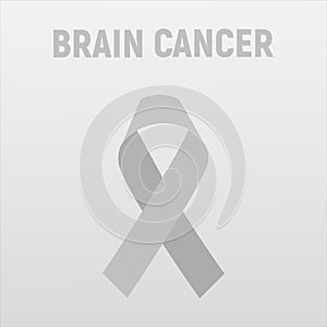 Grey awareness ribbon as symbol of brain disorders. Borderline personality disorder, diabetes, ovarian cancer and disabilities