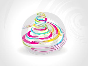 Grey background with colorful spiral xmas tree