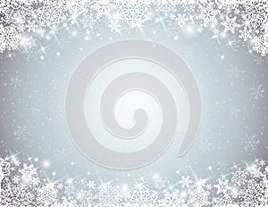 Grey background with frame of snowflakes