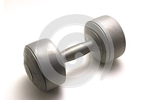 Grey barbell dumbbells weighing 5 kg on a white background