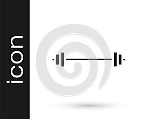 Grey Barbell icon isolated on white background. Muscle lifting icon, fitness barbell, gym, sports equipment, exercise