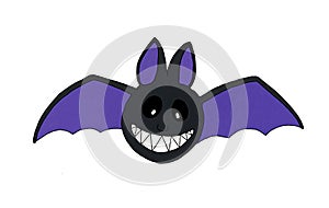 Grey bat with purple wings