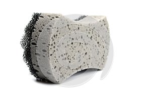 Grey bath sponge isolated on white