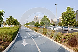 Grey bicycle path in Abu dabi photo