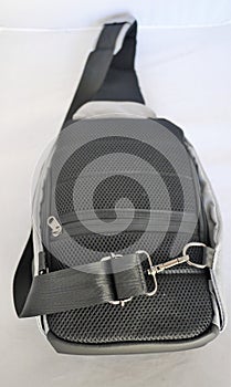 Grey black anti theft multi functional back pack