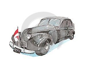 Grey and black buick 8 limited indonesia president car painted in watercolor