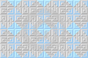 Grey and blue 3d seamless pattern for geometry design