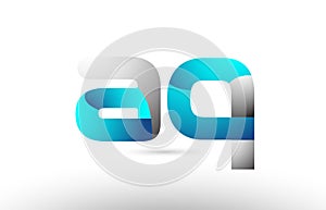 grey blue alphabet letter aq a q logo 3d design