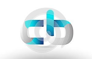 grey blue alphabet letter cb c b logo 3d design
