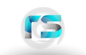 grey blue alphabet letter rs r s logo 3d design