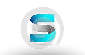 grey blue alphabet letter s logo 3d design