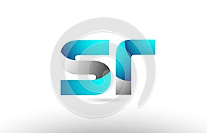 grey blue alphabet letter sr s r logo 3d design