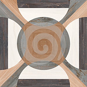 GREY AND BLUE FLOOR WOODEN GEOMETRIC TILE