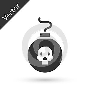 Grey Bomb ready to explode icon isolated on white background. Vector