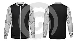 Grey bomber jacket template used for your design isolated on white background