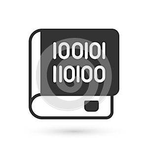 Grey Books about programming icon isolated on white background. Programming language concept. PHP, CSS, XML, HTML