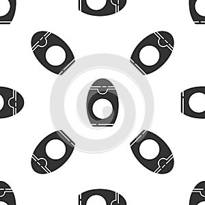 Grey Bottle of shampoo icon isolated seamless pattern on white background. Vector