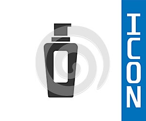 Grey Bottle of shampoo icon isolated on white background. Vector