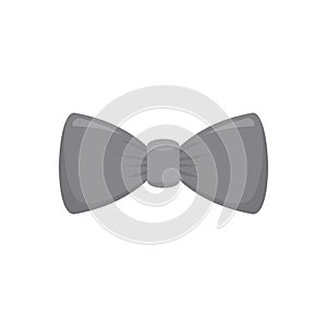 Grey bow tie icon, flat style