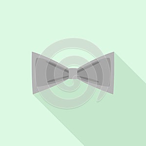 Grey bow tie icon, flat style