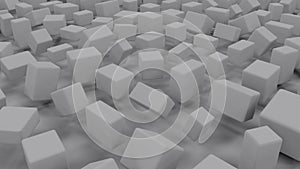 Grey boxes geometrical graphics - randomization concept - abstract 3D illustration