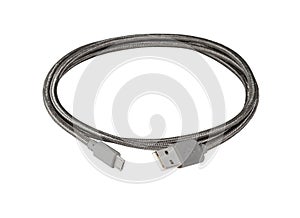 Grey braided wire usb to miniusb cable