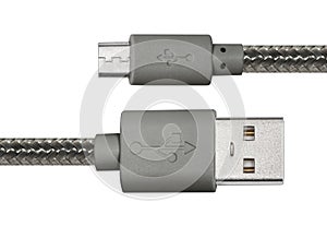 Grey braided wire usb to miniusb